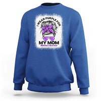 I Wear Purple For My Mom Sweatshirt Alzheimers Awareness Messy Bun Graphic