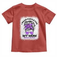 I Wear Purple For My Mom Toddler T Shirt Alzheimers Awareness Messy Bun Graphic