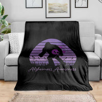 Vintage Bigfoot Alzheimers Awareness Throw Blanket Purple Ribbon Support Graphic