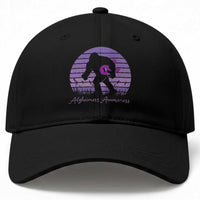 Vintage Bigfoot Alzheimers Awareness Baseball Cap Purple Ribbon Support Graphic
