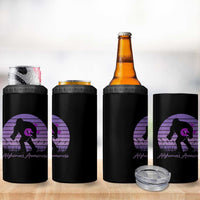 Vintage Bigfoot Alzheimers Awareness 4 in 1 Can Cooler Tumbler Purple Ribbon Support Graphic