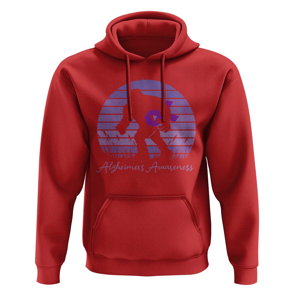 Vintage Bigfoot Alzheimers Awareness Hoodie Purple Ribbon Support Graphic