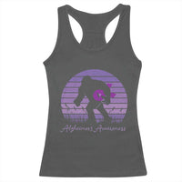Vintage Bigfoot Alzheimers Awareness Racerback Tank Top Purple Ribbon Support Graphic