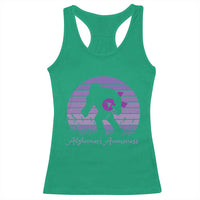 Vintage Bigfoot Alzheimers Awareness Racerback Tank Top Purple Ribbon Support Graphic