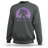 Vintage Bigfoot Alzheimers Awareness Sweatshirt Purple Ribbon Support Graphic