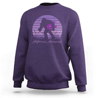Vintage Bigfoot Alzheimers Awareness Sweatshirt Purple Ribbon Support Graphic
