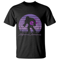 Vintage Bigfoot Alzheimers Awareness T Shirt Purple Ribbon Support Graphic