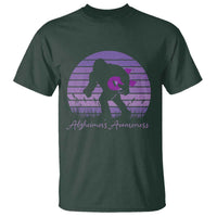Vintage Bigfoot Alzheimers Awareness T Shirt Purple Ribbon Support Graphic