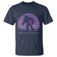 Vintage Bigfoot Alzheimers Awareness T Shirt Purple Ribbon Support Graphic