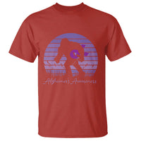 Vintage Bigfoot Alzheimers Awareness T Shirt Purple Ribbon Support Graphic