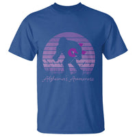 Vintage Bigfoot Alzheimers Awareness T Shirt Purple Ribbon Support Graphic