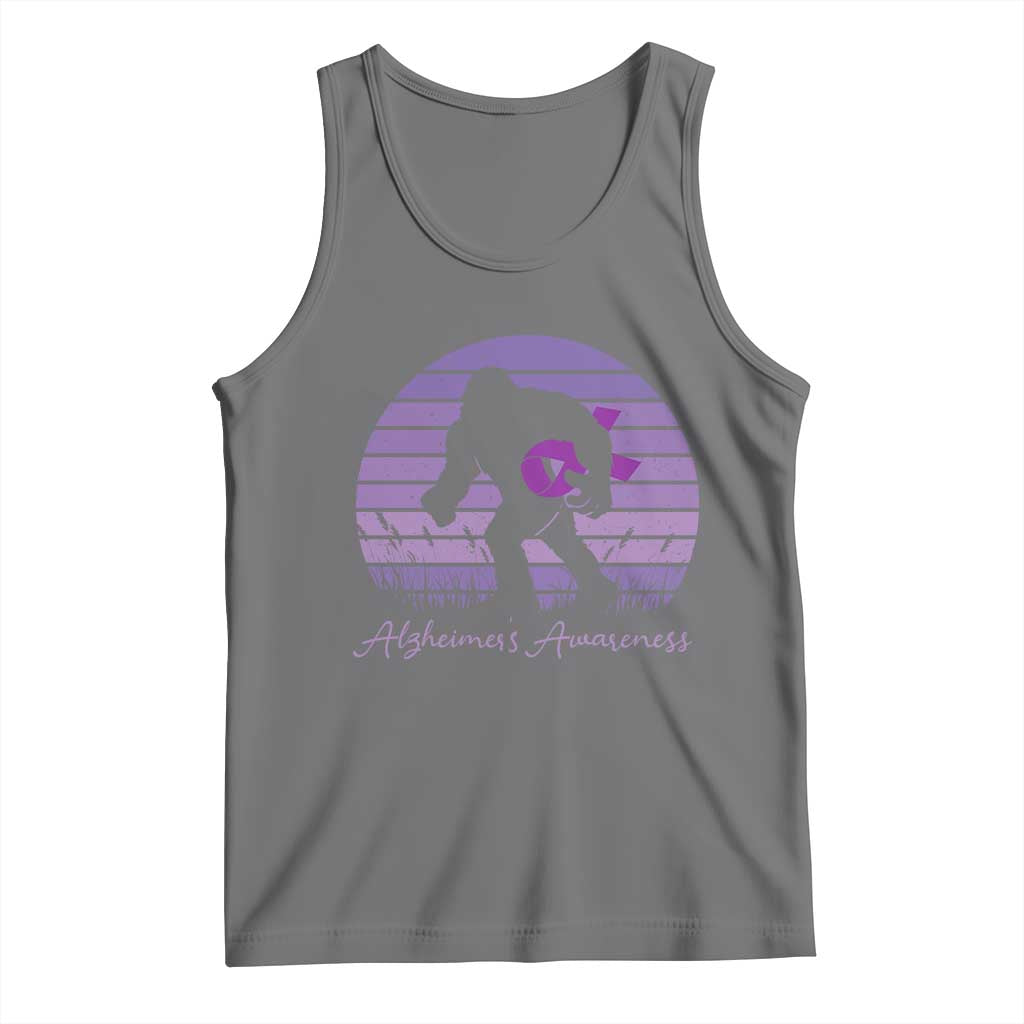 Vintage Bigfoot Alzheimers Awareness Tank Top Purple Ribbon Support Graphic