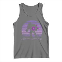 Vintage Bigfoot Alzheimers Awareness Tank Top Purple Ribbon Support Graphic