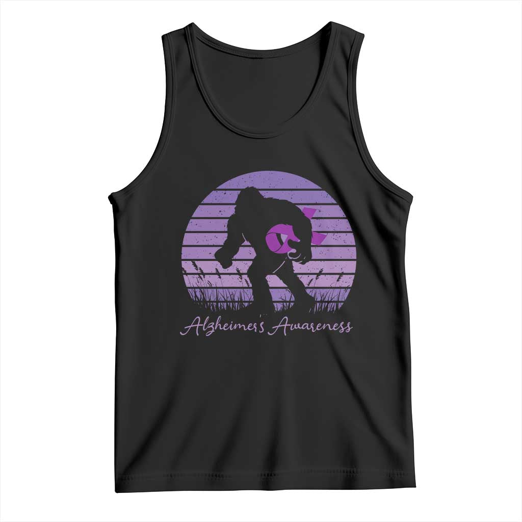Vintage Bigfoot Alzheimers Awareness Tank Top Purple Ribbon Support Graphic