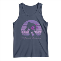 Vintage Bigfoot Alzheimers Awareness Tank Top Purple Ribbon Support Graphic