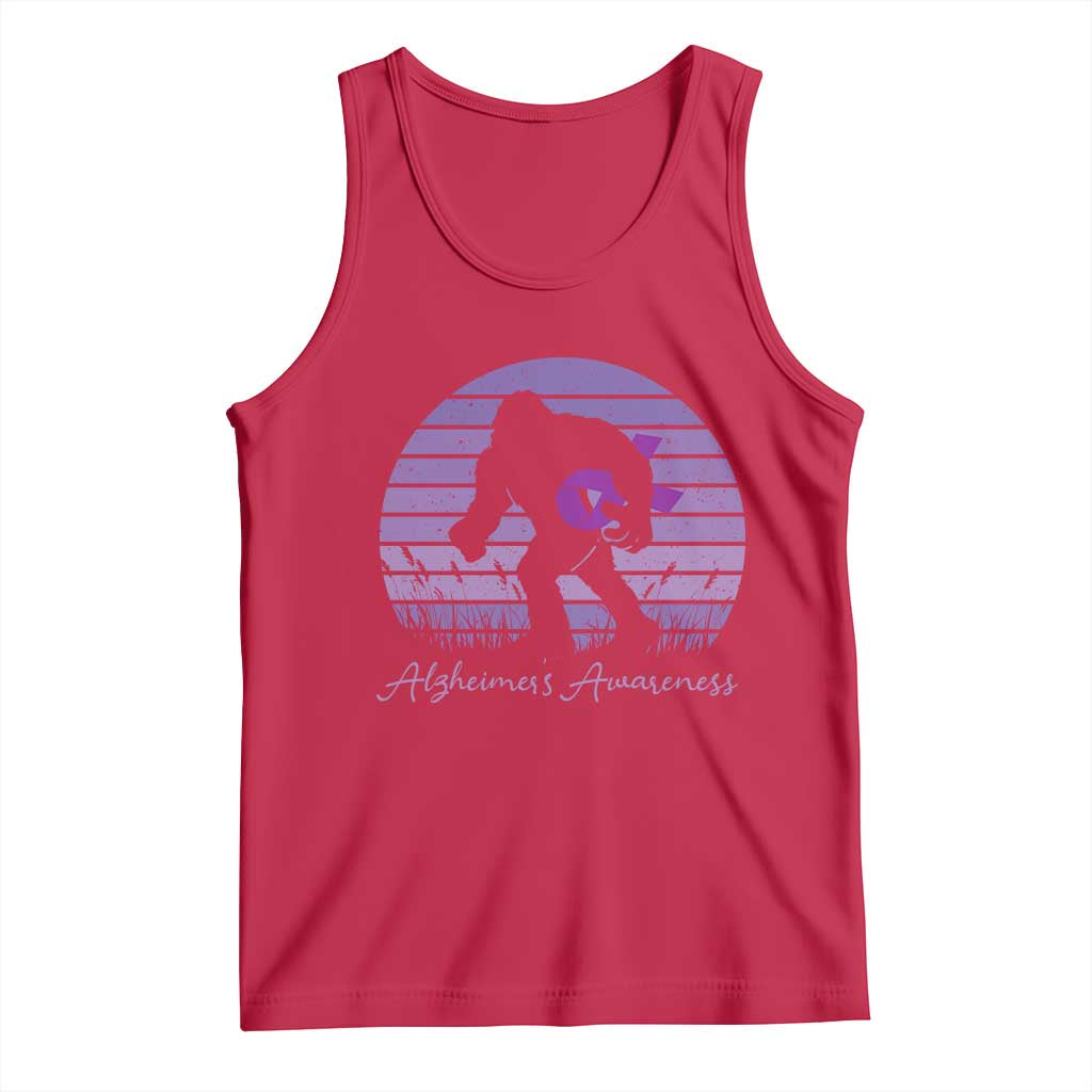 Vintage Bigfoot Alzheimers Awareness Tank Top Purple Ribbon Support Graphic