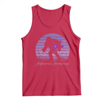 Vintage Bigfoot Alzheimers Awareness Tank Top Purple Ribbon Support Graphic