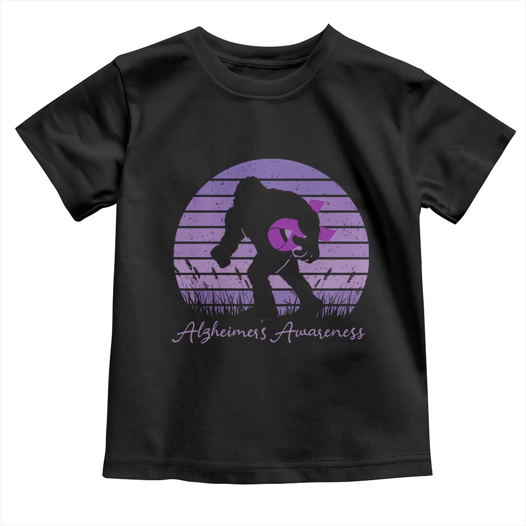 Vintage Bigfoot Alzheimers Awareness Toddler T Shirt Purple Ribbon Support Graphic