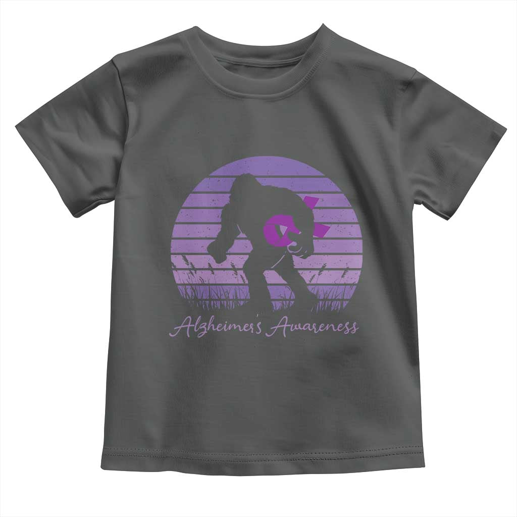 Vintage Bigfoot Alzheimers Awareness Toddler T Shirt Purple Ribbon Support Graphic