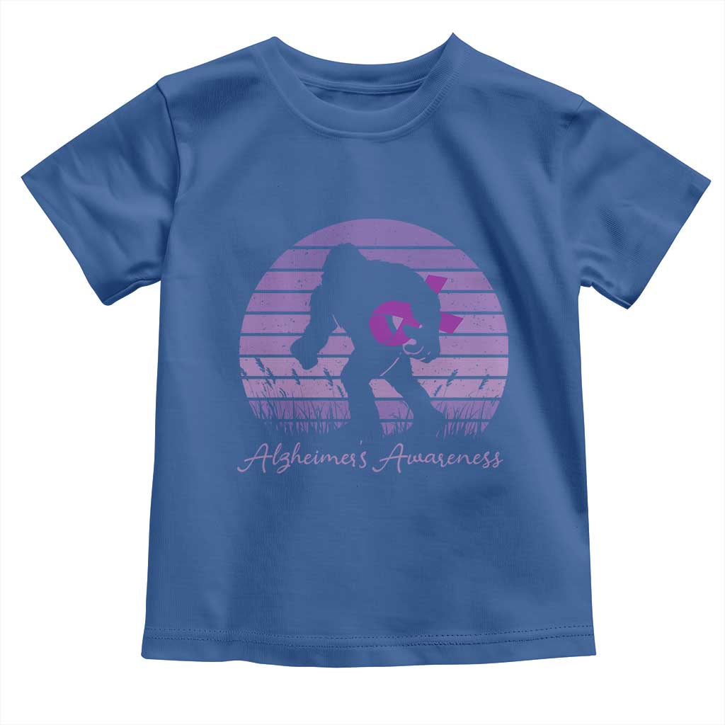 Vintage Bigfoot Alzheimers Awareness Toddler T Shirt Purple Ribbon Support Graphic