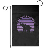 Alzheimer's Awareness Support Garden Flag Vintage Elephant Love Never Forgets