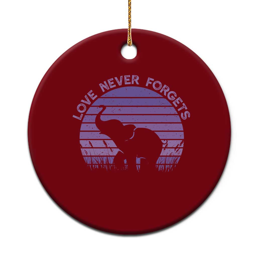 Alzheimer's Awareness Support Ceramic Ornament Vintage Elephant Love Never Forgets