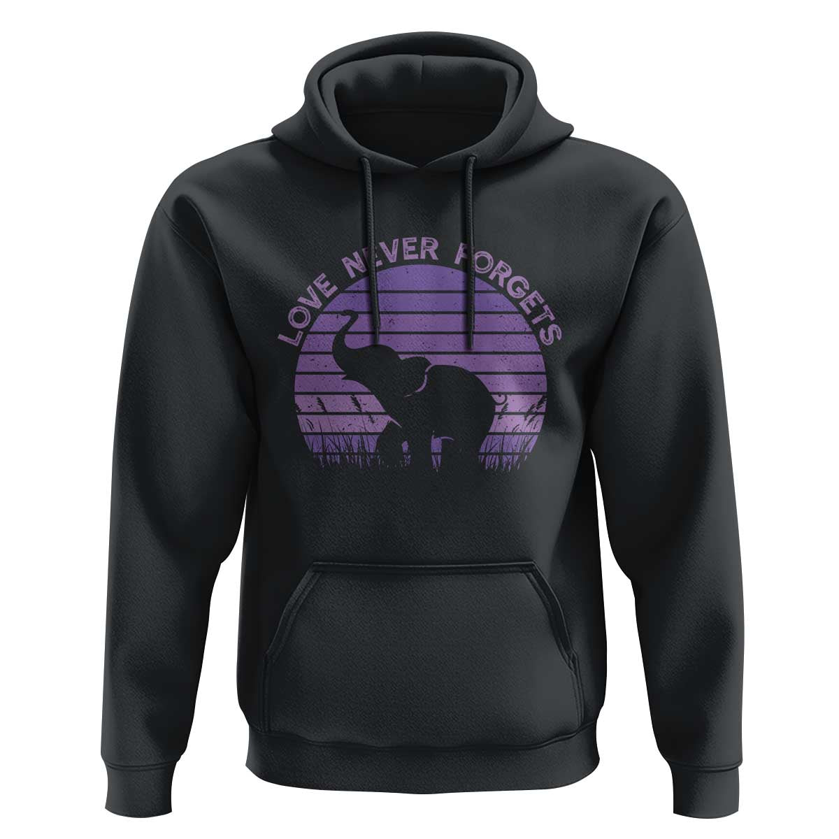 Alzheimer's Awareness Support Hoodie Vintage Elephant Love Never Forgets