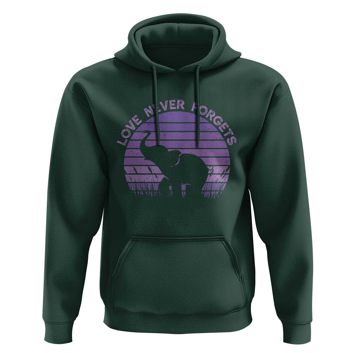 Alzheimer's Awareness Support Hoodie Vintage Elephant Love Never Forgets