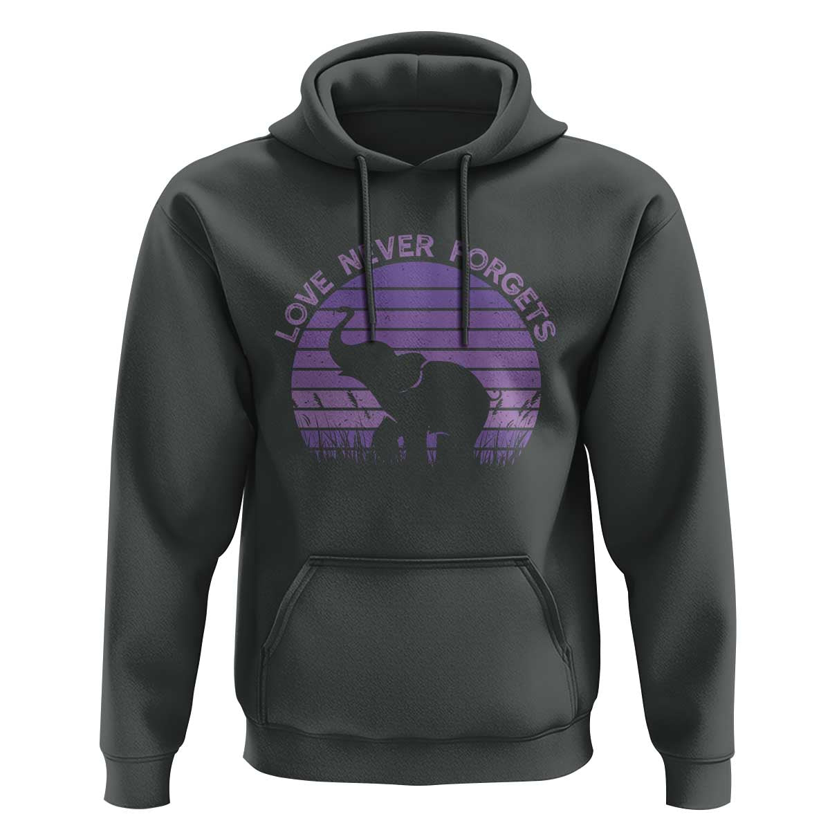 Alzheimer's Awareness Support Hoodie Vintage Elephant Love Never Forgets