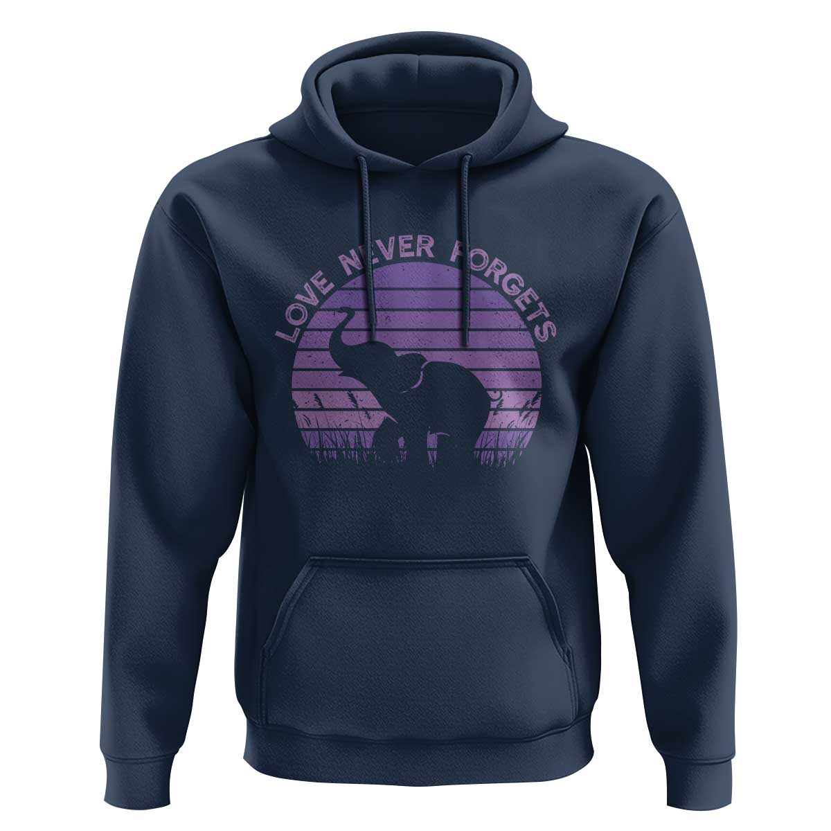 Alzheimer's Awareness Support Hoodie Vintage Elephant Love Never Forgets