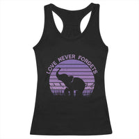 Alzheimer's Awareness Support Racerback Tank Top Vintage Elephant Love Never Forgets