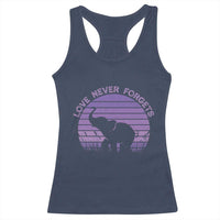 Alzheimer's Awareness Support Racerback Tank Top Vintage Elephant Love Never Forgets