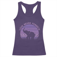 Alzheimer's Awareness Support Racerback Tank Top Vintage Elephant Love Never Forgets