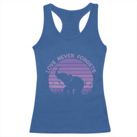 Alzheimer's Awareness Support Racerback Tank Top Vintage Elephant Love Never Forgets