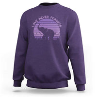 Alzheimer's Awareness Support Sweatshirt Vintage Elephant Love Never Forgets