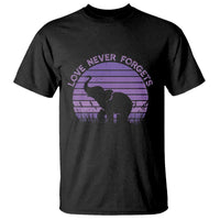 Alzheimer's Awareness Support T Shirt Vintage Elephant Love Never Forgets