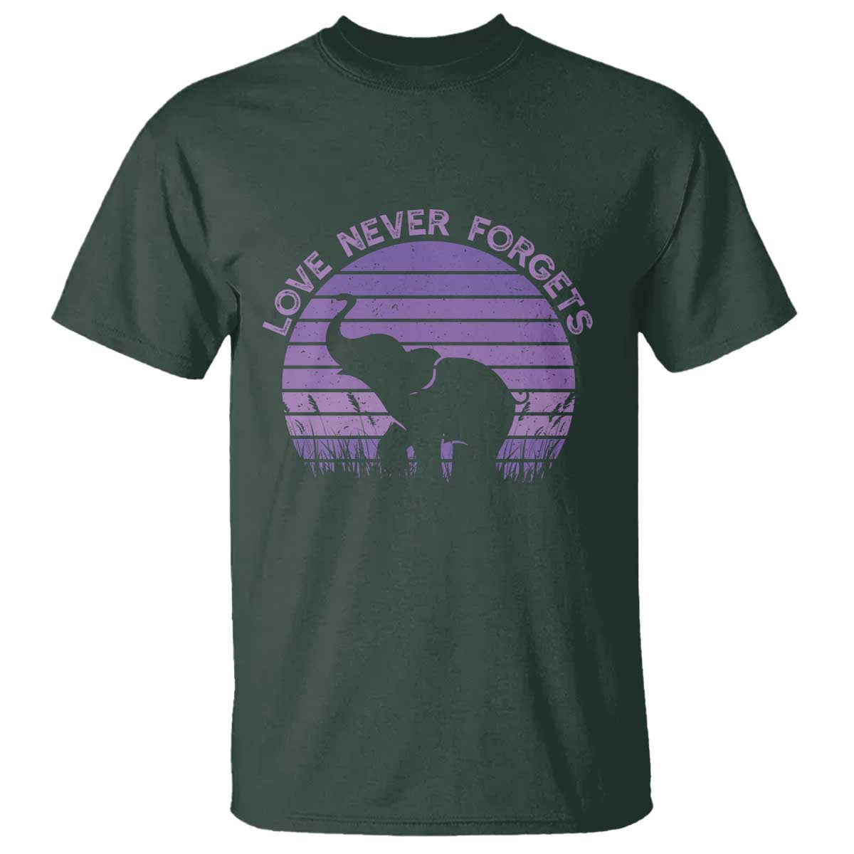 Alzheimer's Awareness Support T Shirt Vintage Elephant Love Never Forgets