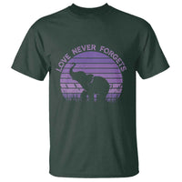 Alzheimer's Awareness Support T Shirt Vintage Elephant Love Never Forgets