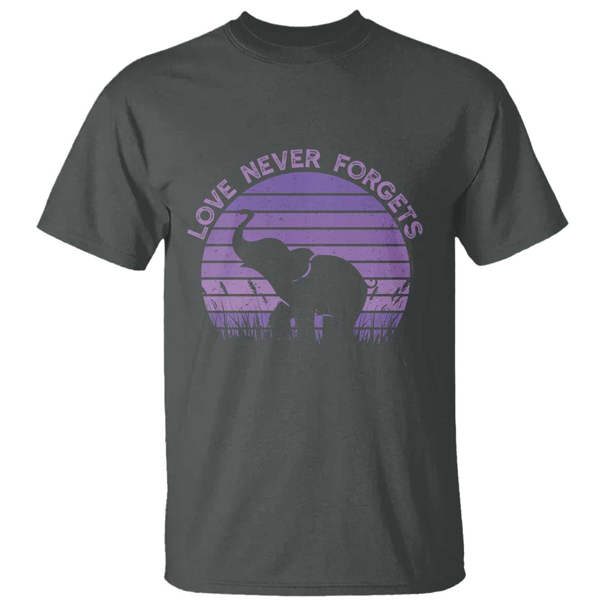 Alzheimer's Awareness Support T Shirt Vintage Elephant Love Never Forgets