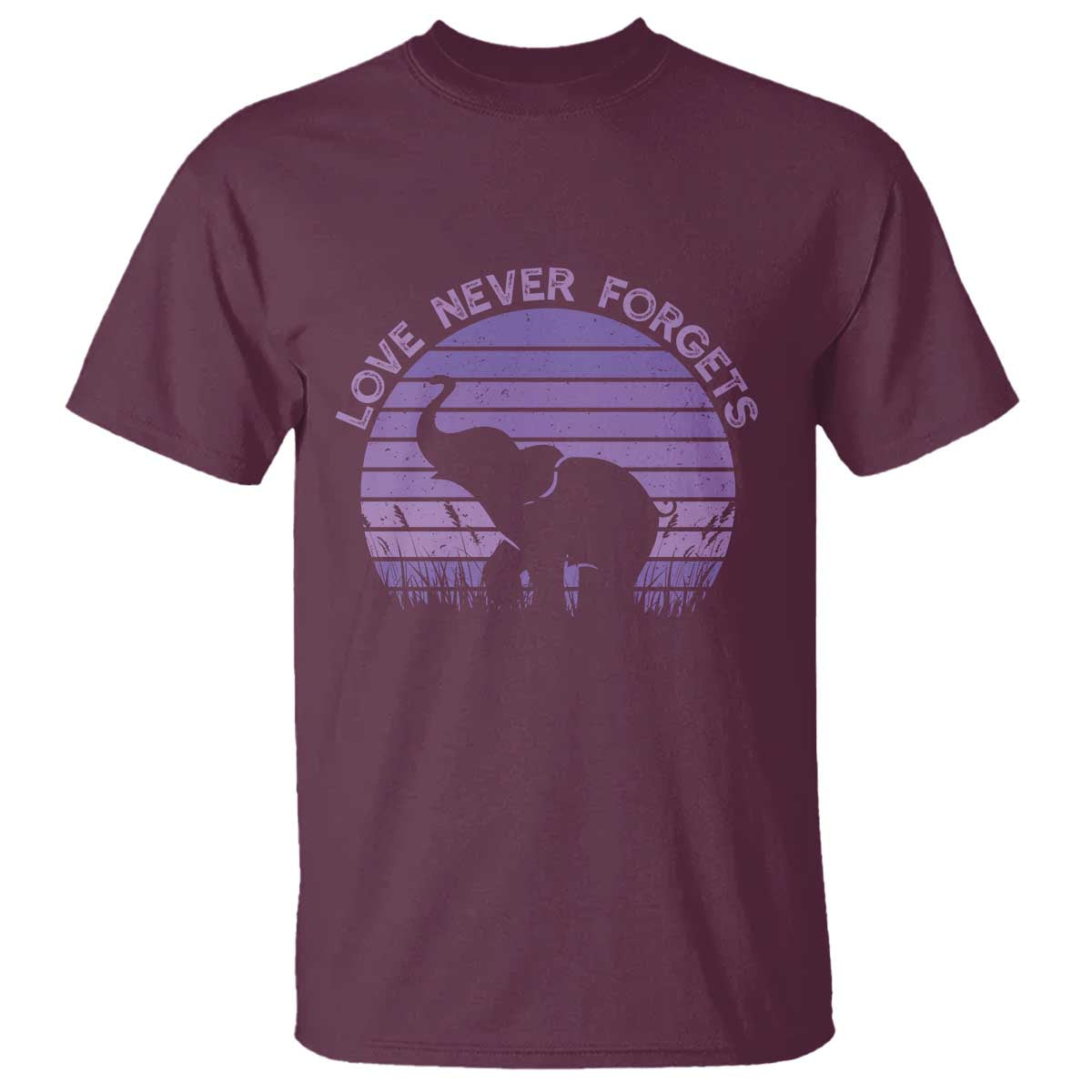 Alzheimer's Awareness Support T Shirt Vintage Elephant Love Never Forgets