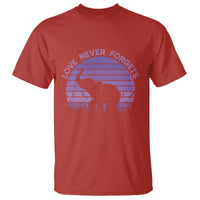 Alzheimer's Awareness Support T Shirt Vintage Elephant Love Never Forgets