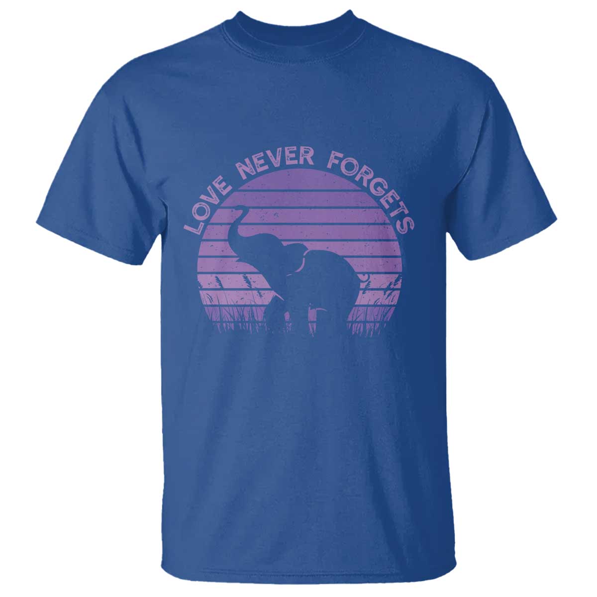 Alzheimer's Awareness Support T Shirt Vintage Elephant Love Never Forgets