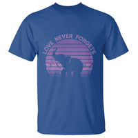 Alzheimer's Awareness Support T Shirt Vintage Elephant Love Never Forgets