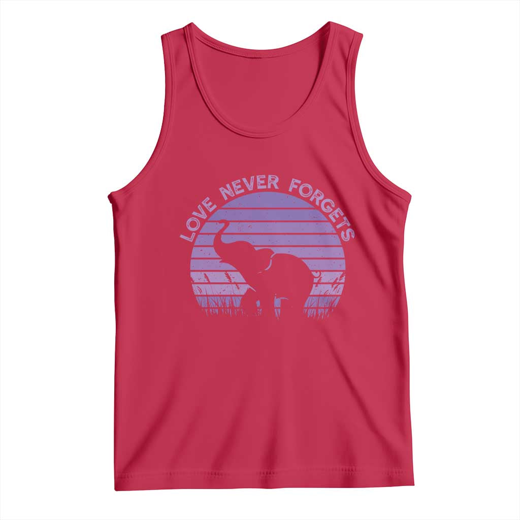 Alzheimer's Awareness Support Tank Top Vintage Elephant Love Never Forgets