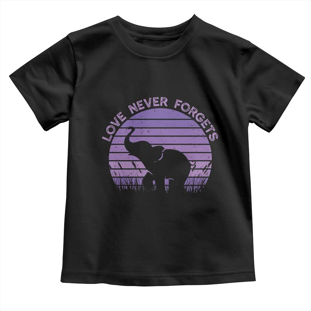 Alzheimer's Awareness Support Toddler T Shirt Vintage Elephant Love Never Forgets