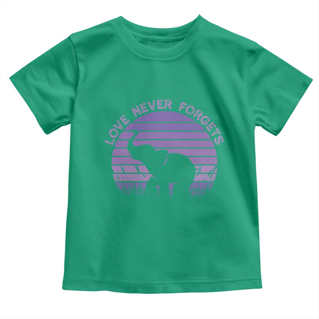 Alzheimer's Awareness Support Toddler T Shirt Vintage Elephant Love Never Forgets