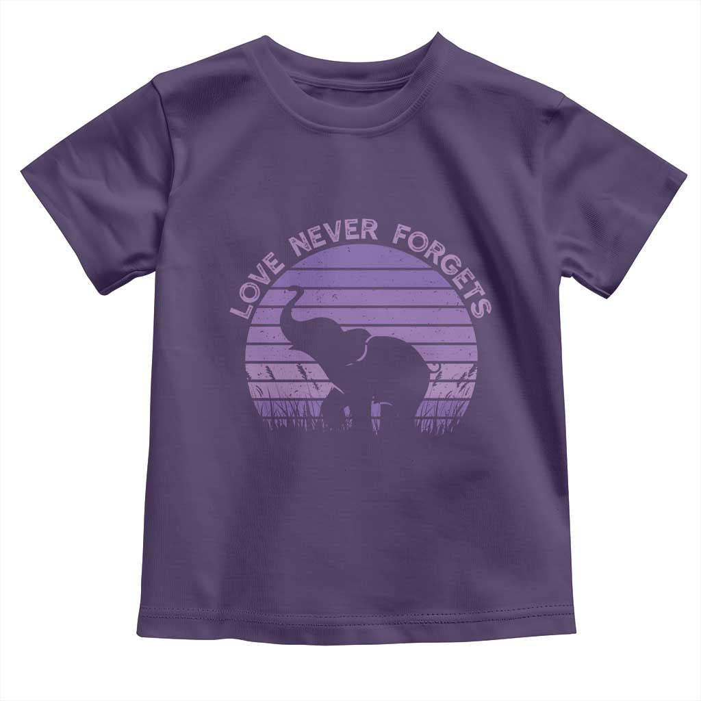 Alzheimer's Awareness Support Toddler T Shirt Vintage Elephant Love Never Forgets