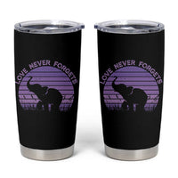 Alzheimer's Awareness Support Tumbler Cup Vintage Elephant Love Never Forgets