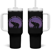 Alzheimer's Awareness Support Tumbler With Handle Vintage Elephant Love Never Forgets