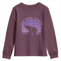 Alzheimer's Awareness Support Youth Sweatshirt Vintage Elephant Love Never Forgets